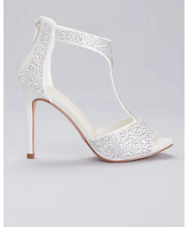 David's Bridal Crystal-Detailed Peep-Toe Shooties STYLE# NELIA 8.5 - Image 2