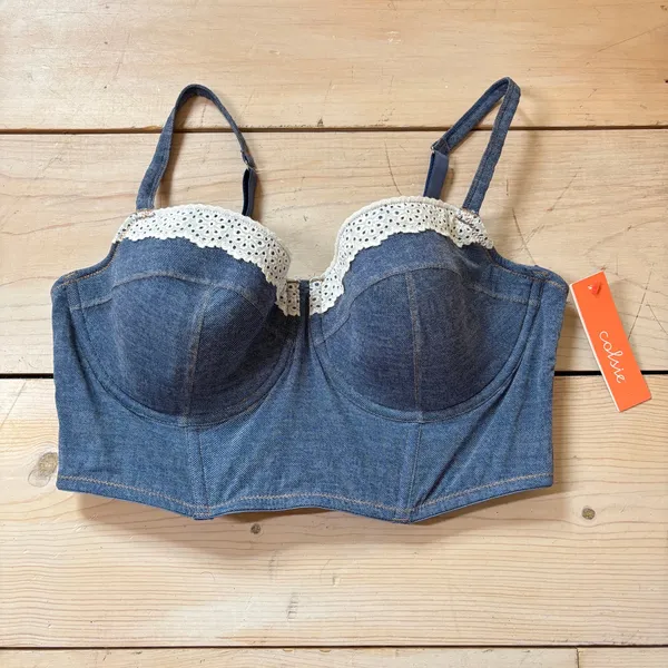 Colsie NWT Women's Denim Blue Corset Size L - Image 2