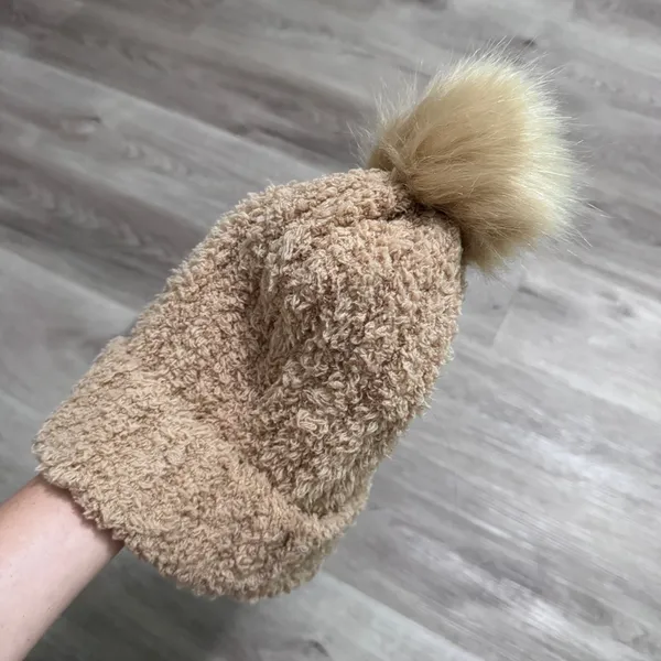 Tan Pom Pom Fur Beanie Toboggan Walmart One Size Winter - Image 3