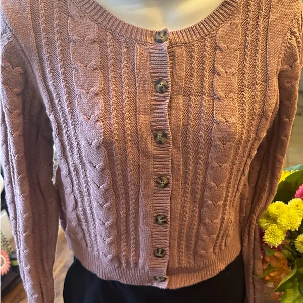 Women’s Wild Fable Button Up Sweater Mauve NWT Medium - Image 3
