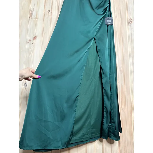 NWT Lulus Signature Elegance Emerald Satin One-Shoulder Maxi Dress Wedding Sz 1X - Image 6
