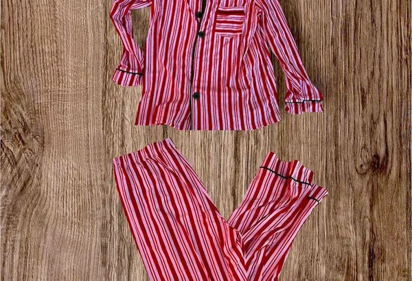 Red and White Striped Pajama Set - Image 3