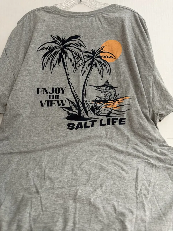 Salt Life Men's “Enjoy the View” Light Gray Short Sleeve Graphic Tee - Image 3