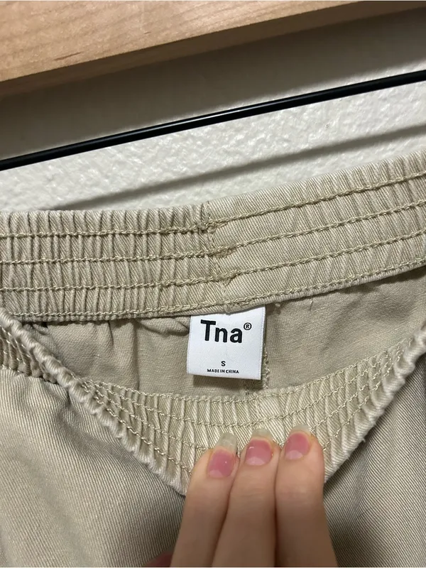 Aritzia TNA Utility Pull-On Twill Pants Tan Mid Rise Small Christie - Image 3