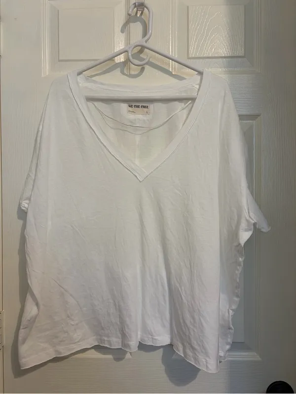 We the Free people Nina V neck Tee large white - Image 3
