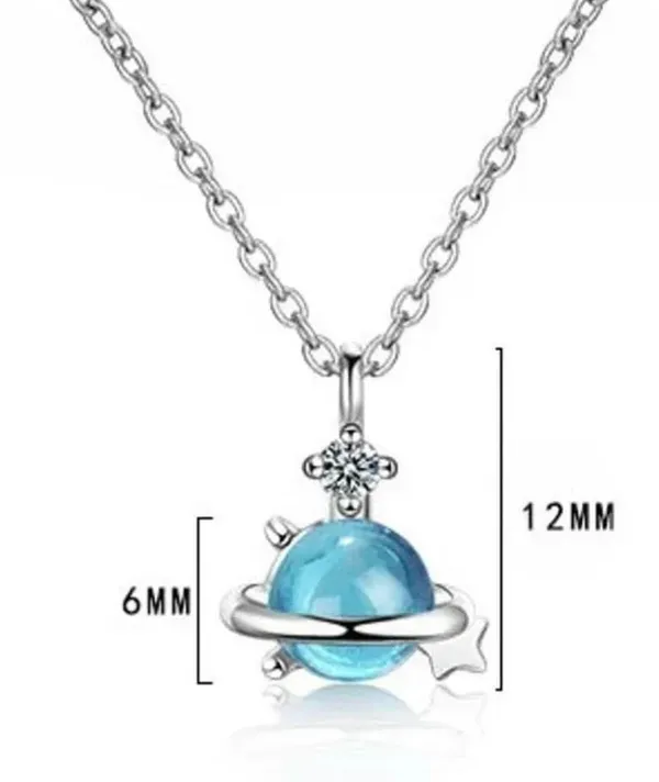 Mini Diamond Waterdrop Necklace Blue - Image 2