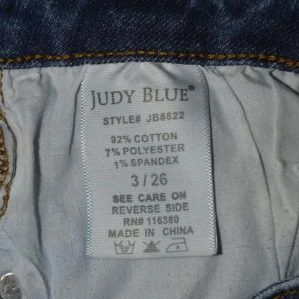 Judy Blue Skinny Jeans Ladies 3 26 Distressed Stretch Denim Pants Raw Cuffed Hem - Image 11