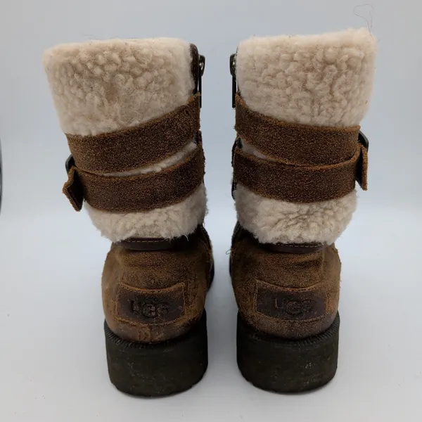 UGG Blayre III Brown Suede Shearling Buckle Mid Calf Boots Womens 7 7.5 Lug Sole - Image 5