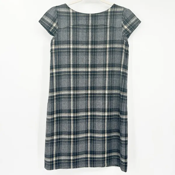 Gap‎ Womens Y2K Fall Preppy Dark Academia Plaid Wool Blend Shift Dress Size 6 - Image 8