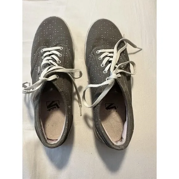 Vans Low Top Sneakers Gray with White Polka‎ Dots Casual Shoes - Image 5