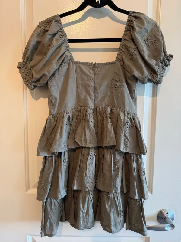 Altar'd State Olive Green Embroidered Mini Dress - Image 6