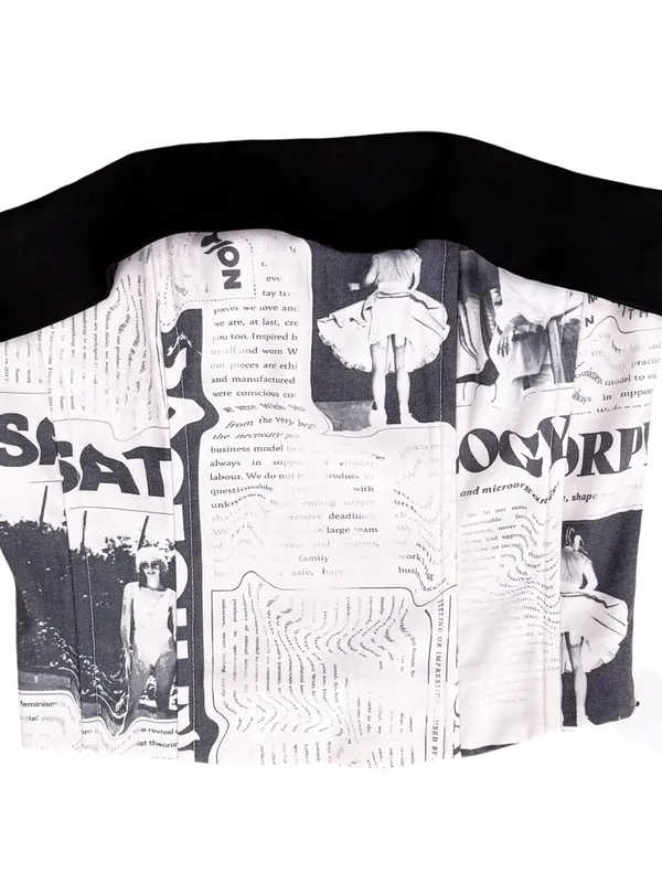 With Jean Off White Black Carla Read All About It Newspaper Corset Top XS NWOT - Image 2
