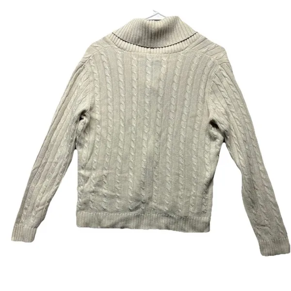 Lauren Ralph Lauren Womens Silk Cashmere Blend Cable Knit Pullover Sweater Med - Image 3