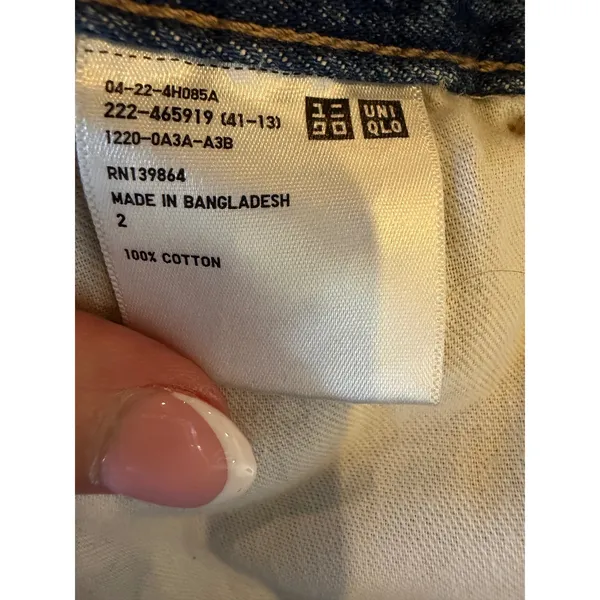 Uniqlo Denim Midi Skirt Women 10 Blue Medium Wash Front Slit Straight Jean - Image 10
