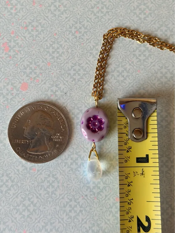 Handmade quality floral Czech glass bead fairy chic cottage necklace💐💜 - Image 6