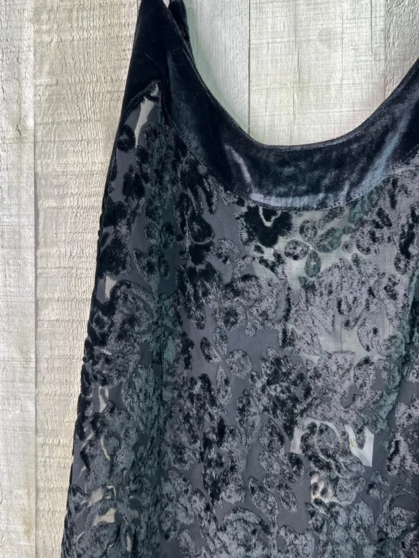 Victoria’s Secret Large Black Velvet & Mesh See Through Nightie Scoop Neck - Image 3