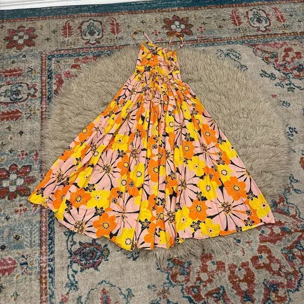 ASOS DESIGN strappy midi skater sundress in bold yellow floral size 0 - Image 8