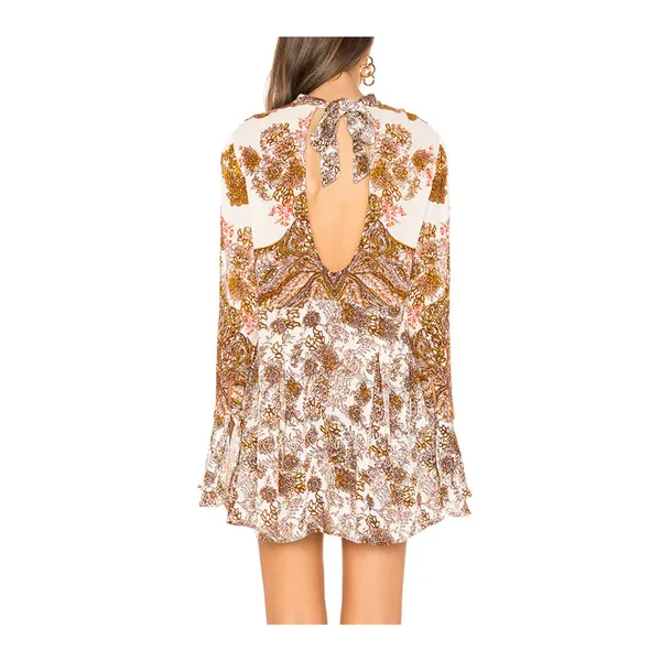 FREE PEOPLE Lady Luck Bell Sleeve Print Tunic or Mini Dress In Ivory Size XS - Image 5