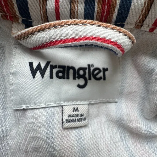 Wrangler Girlfriend Jacket Women's M Striped Denim Oversized Retro Cowboy - Image 5