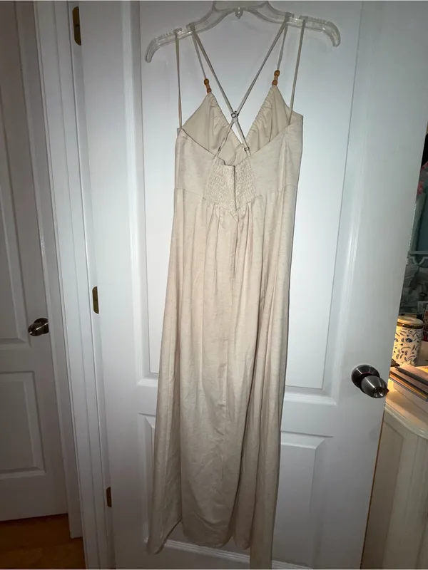 Japna Cream Ruched Strap Dress - Image 2