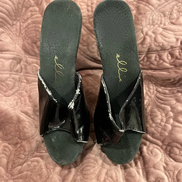 Ellie Black Patent Platform Mule Heels - Women's Dress Shoes 6 - Image 3