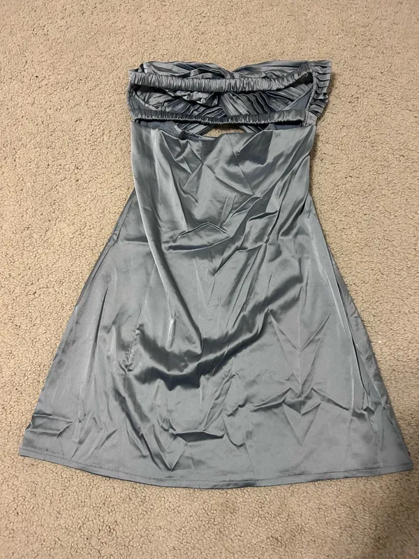 Blue Satin Mini Dress - Image 2