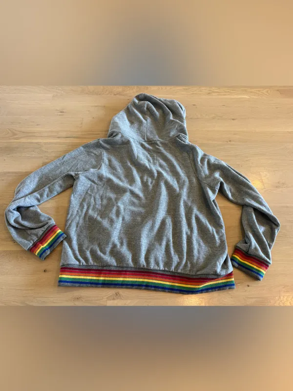 Aviator Nation Rainbow Rib Zip Hoodie Heather Grey size XXL - Image 8