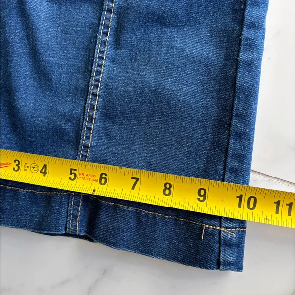 Women’s High Waisted Denim Jeans Size L Button Front Bootcut Blue - Image 8