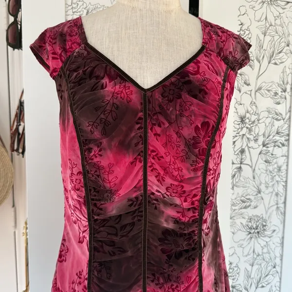Cato Y2k vintage velvet burnout touched blouse - Image 7