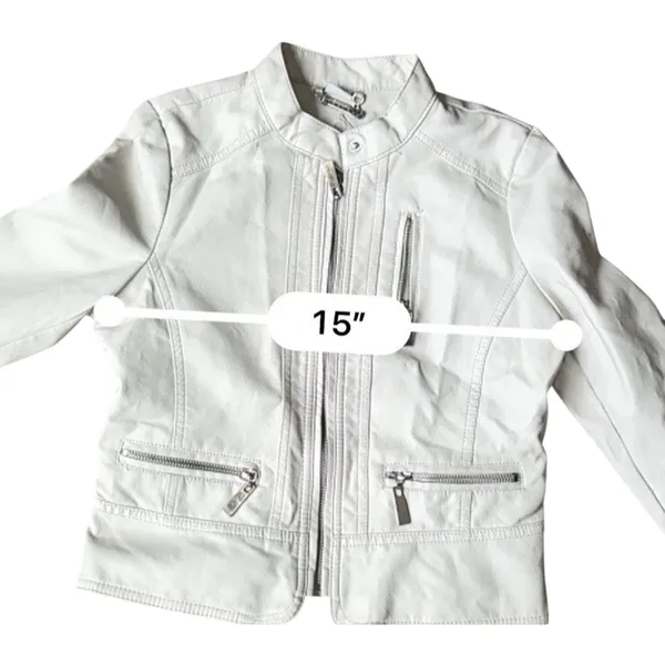 Joujou Faux Leather Moto Jacket Women's M 10/12 Cream White Motorcycle - Image 10