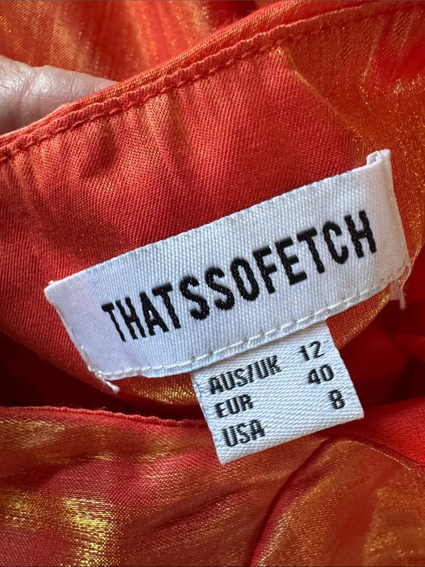 ThatsSoFetch Women's Bright Coral-Orange Satin dress - Image 6