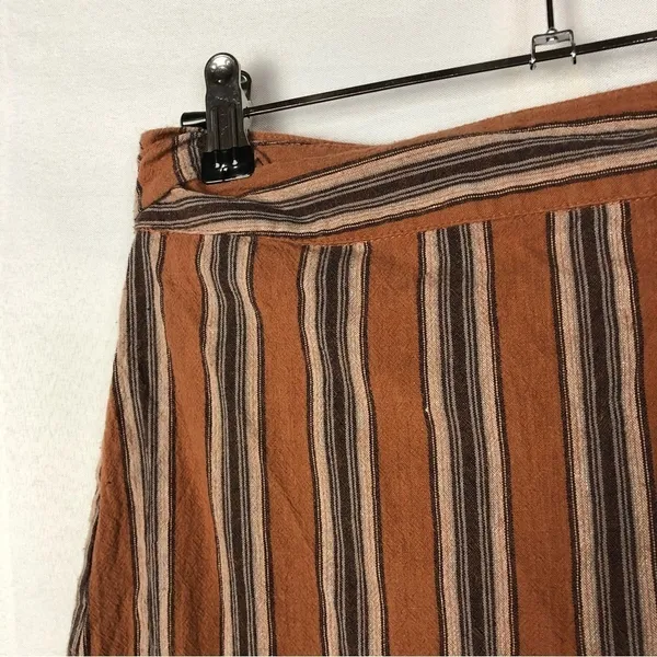 Boutique‎ Storia Orange Stripe Wrap Mini Skirt S - Image 4