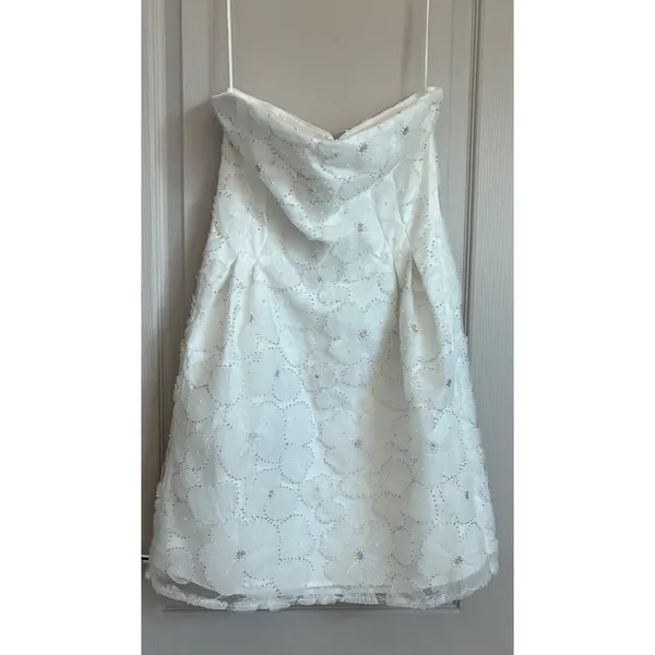 Sam Edelman Short Floral Beaded Dress Lab White Strapless Mini M73535 Womens‎ 4 - Image 13
