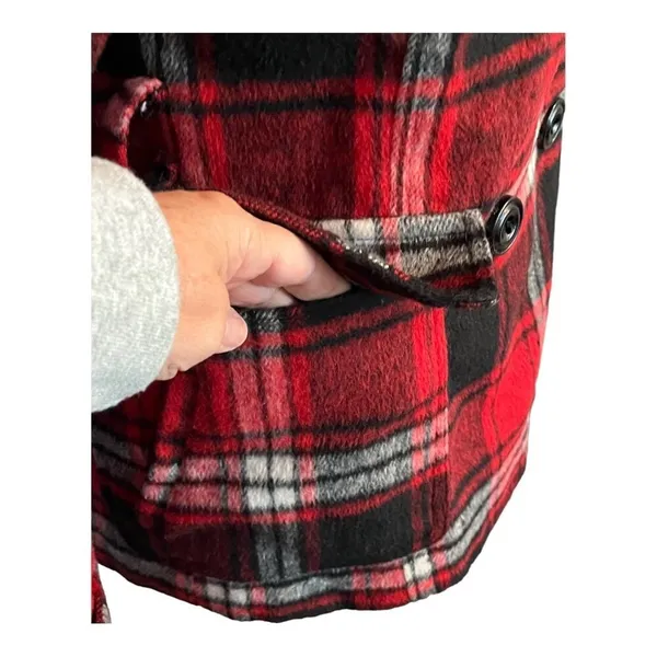 Cocoa Platinum Womens Red Black Plaid‎ Wool Blend Double Breasted Peacoat Size M - Image 7