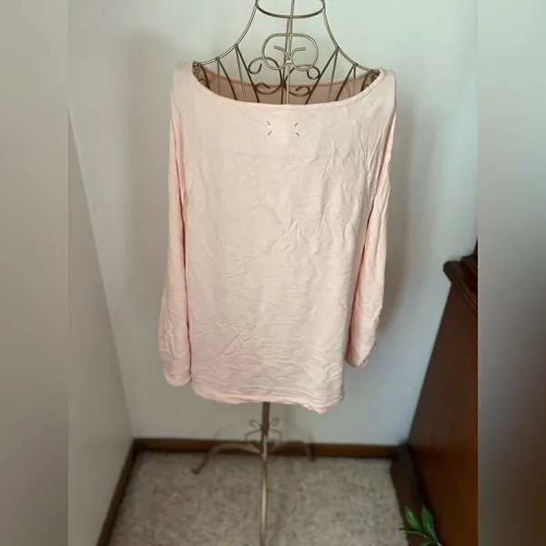 Lou & Grey Long Sleeve Cutout Arm Top Boat Neck Size XL Pink - Image 5
