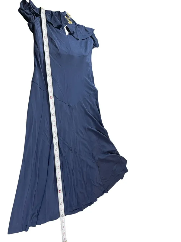 Lauren Ralph Lauren Navy Halter Cocktail Dress Gold Chain Neck Keyhole 8 - Image 10