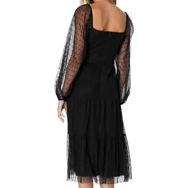 Lulus Black Swiss‎ Dot Tiered Bustier Midi Dress Size XS Whimsigoth Fairy Grunge - Image 3