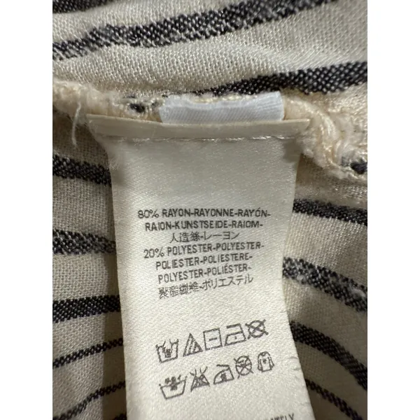 Free People Striped‎ Tunic Top Blouse Women's M/M Medium Long Sleeve Ivory Black - Image 5