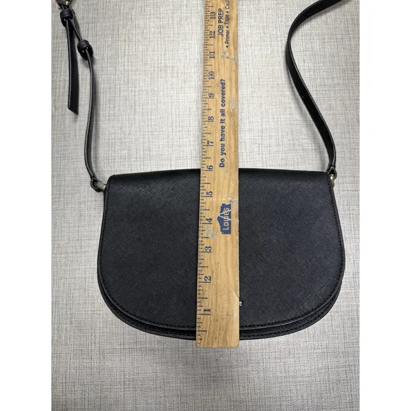 Kate Spade Black Saffiano Leather‎ Flap Style Small Crossbody Bag Purse ~ Euc - Image 4