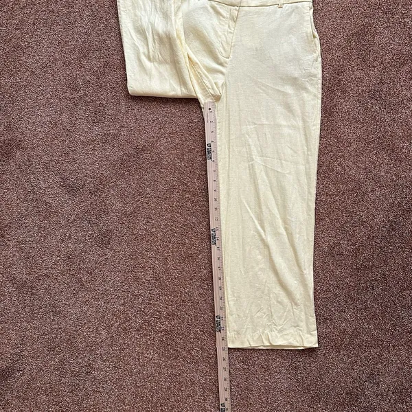 Linen Blend Rachel Zoe Pant Womens 4 Butter Yellow Spring Pastel Preppy 28 x 25 - Image 7