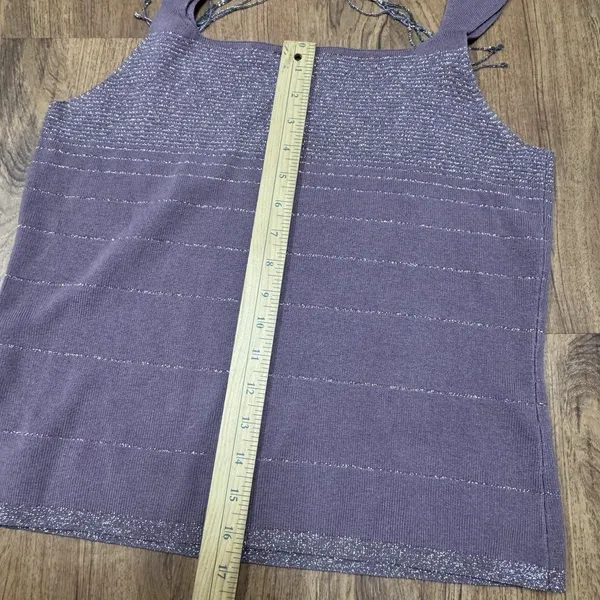 Bandolino Purple Beaded Tank Top Size XL‎ Boho Y2K Sleeveless Blouse Shimmer - Image 7