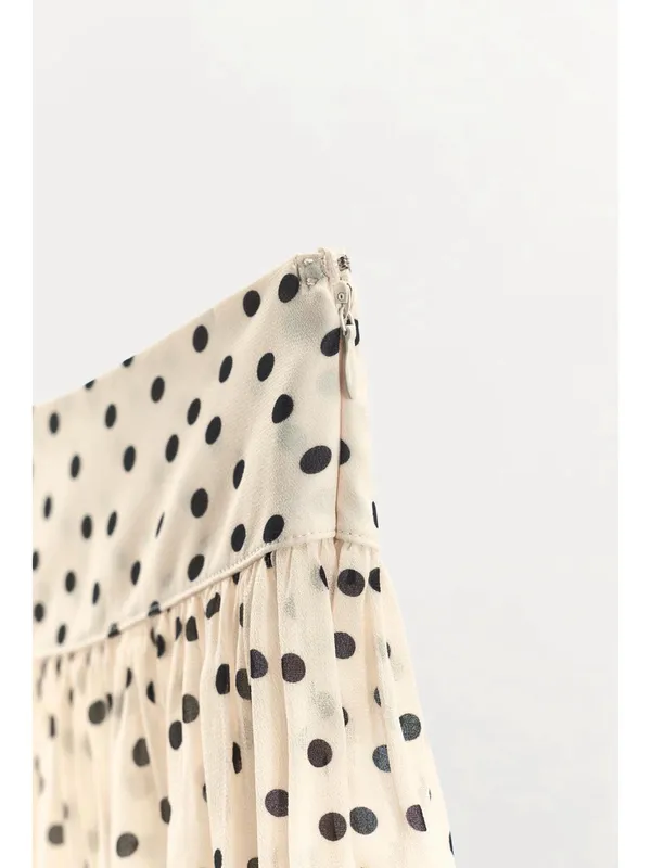 ZARA Polka Dot Cream Elastic Bloomer Shorts - Image 6