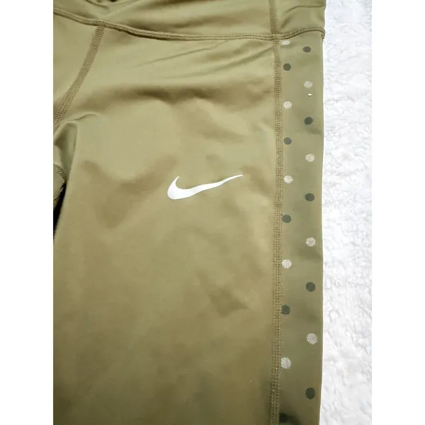 Nike Dri Fit Running Tights Womens Large Olive Green High Rise Reflective size S - Image 5