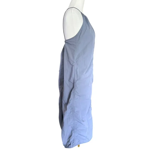 Zara Gray Blue Nylon Halter Midi Parachute Dress Toggle Back Womens Size Medium - Image 5