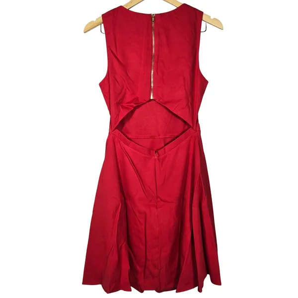 Lulus Red Sleeveless Cutout Back Skater Dress Size M 65482 - Image 4