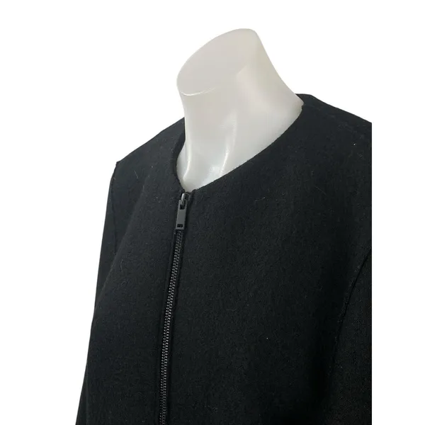 Cos 100% Wool Women's Black Long Sleeve Cardigan Sweater Blazer Coat Jacket Sz 6 - Image 2