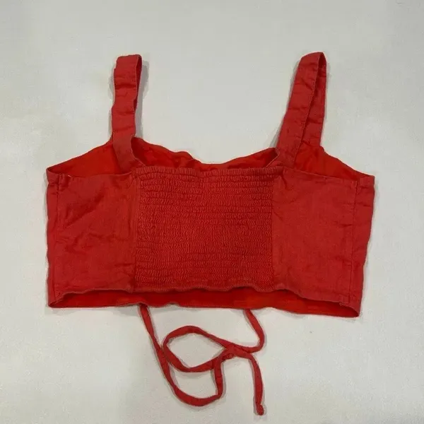 Abercrombie & Fitch Red Crop Top Size L Lace-Up Corset Style - Image 2