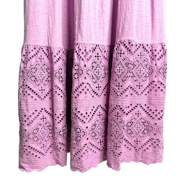 Lucky‎ Brand Maxi Dress Medium 100% Cotton Eyelet Sundress Sleeveless Smocked - Image 8