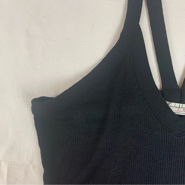 Free People intimately women's medium new black Ribbed Knit Top - Image 7