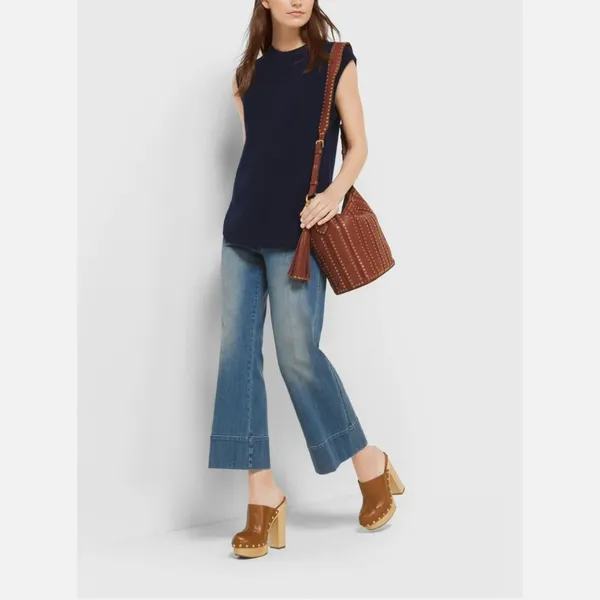 NWT Michael Kors Brown ‘Brooklyn Grommet Leather Feed Bag’ Crossbody in “Brick” - Image 3